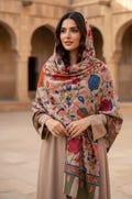 Kashimiri kalamkari stole, Indian shawl, blockprinted wrap, boho winter wrap, ethnic scarf, thread work scarf, gift for her, boho wrap