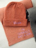 Matching Scarf and Beanie Set, Embroidered Beanie, Knit Scarf Women, Christmas Gifts, Personalized Shawl for Her, Knitted Hat 25090401