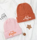 Mama Beanie, Embroidered Winter Hat, Knitted Scarf and Hat, Thanksgiving Gifts, Personalized Shawl for Her, Gift for Auntie 25090402
