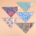 Printed Cotton Bandana – Solid Color Square Scarf, Head Cover, Boho Bandana - 5pcs
