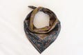 Floral Cotton Bandana in Brown & Teal – Vintage Square Head Scarf, Boho Botanical Neckerchief, Handmade Retro Bandana for Women Men