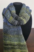 Sweet Lullabiez Handmade Blue Black Shock Scarf Royal Blue Apple Green Black Super Long Wide Knit Wool Blend Stripe Scarf Ombre Stripe 157