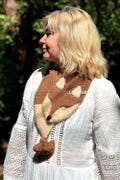 Sale of modern brown scarves with fox pattern , loop scarf from wool for animal lovers , personalized gifts made to order in various colors
