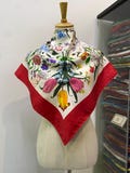 Vintage Gucci Silk Scarf Gucci Silk Muffler Gucci Neck Scarf Gucci Foulards Gucci Square Scarf Gucci Blue Scarf Gucci Flower Scarf