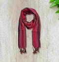 Handwoven Cotton Scarf – Egyptian Viscose Wrap in Fuchsia Stripes – Artisan-Made Gift for Her (63"x17.7")