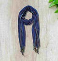 Handwoven Cotton Scarf – Egyptian Viscose Wrap in Turquoise, Green & Orange Stripes – Artisan-Made Gift for Her (63"x17.7")