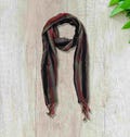 Handwoven Cotton Scarf – Egyptian Viscose Wrap in Red & Black Stripes – Artisan-Made Gift for Her (63"x17.7")