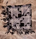 Handcrafted, Handmade beaded scarf,Black gray fluorine, Neck accessory, Floral Turkish Oya Yazma Scarf