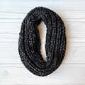 Hand-Knitted Chunky Cowl Scarf – Charcoal Gray Acrylic Infinity Scarf – Cozy Winter Accessory