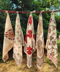 Set of 5 Organic Indian cotton Bandana Scarf,Foulard,Neckerchief,Necktie Face Mask,Hijab,Hand Made Gift for Mom,Dad,Wife,Husband,Gf,Bf