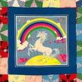 Vintage 1970s Blacklight Rainbow Unicorn Handkerchief