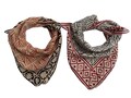 Boho Block Print Bandana Set: Hand Dyed Cotton Scarf, Indie Style