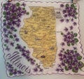 Vintage 1950s State of Illinois Souvenir Cotton Handkerchief