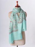 Blue Baby Soft Cashmere Scarf with Jali Hand Embroidery - Artisan Crafted