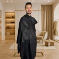 Men’s Black Pashmina Shawl – Oversized 50 x 100 inches Solid Wool Wrap, Groom Wedding Stole, Kashmiri Men’s Scarf, Luxury Gift for Him