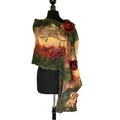 Elegant Felted Silk Wrap with 3D Floral Design