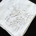 Vintage White Linen Cutwork Handkerchief, Unisex Handkerchief, Pocket Square 10"