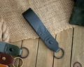 Leather Key Loop: Key Chain, Black Veg Tan Leather, Designed to Hold Your Keys, Black Hardware, Awesome Hank