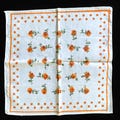 Vintage White Orange Floral Hankie, Fall Colors Handkerchief 10"