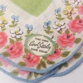 Vintage Midcentury Carol Stanley Pure Linen Green Floral Handkerchief NEW old stock with original tag and price tag
