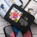 Fathers Day Photo Printed Handkerchief Gift Set for Dad – Custom UV Tin with Golf, Fishing or Plaid Hanky – Personalised Gift for Him