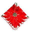 Ladies Handkerchief, Christmas Poinsettias, Red Floral Hankie, Pocket Square