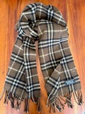 Genuine Vintage Burberry Wool Scarf Made In England Dark Brown