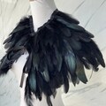 feather shawl,Feather Epaulette, For larp, medieval, festival, cosplay ,Halloween costume ,vintage capelet for Adult