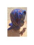 Persian scarf in geometric & floral in blue, green, yellow and red 35.5 inch / 90cm  Country, western kitsch, pin up,  festival, lindy hop