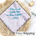 Embroidered Wedding Handkerchief: Cotton Lace Hankie, Mother/Father of the Bride Gift