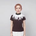 White Goose Feather Collar with Black Silk, Swan Neck Costume, Wedding Bridal Neck Cover, Halloween Feather Costume Accessories