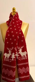 Christmas Knit Scarf Shawl: Tree & Reindeer Pattern - Cozy Winter Wrap