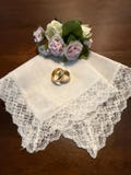 Elegant Vintage White Net Lace Wedding Handkerchief, Hankerchiefs, Hankie, Bridal Hanky