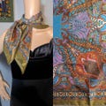 Vintage 60s Cirro Satin Square Purple Paisley Head Neck Scarf Mod 70s 27"