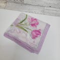 Lanvin Collection Vintage White Pink Floral Ladies Handkerchief From Japan