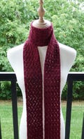 Merino Wool Skinny Scarf - Berry Crochet Scarf - 3.5 Inch Wide Skinny Scarf - Outdoor/Indoor Scarf - Ready to Ship