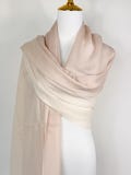 Cream Beige Two Tone Merino Wool Cashmere Scarf Travel Wrap Women Stole Extra Light Warm Gift Shawl Handwoven Pashmina