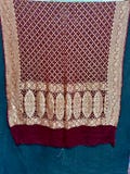 Maroon Banarasi Bandhani Dupatta - 80 grams pure Georgette - Handwoven