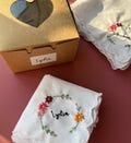 Custom Embroidered Cotton Handkerchief: Wedding Party Gift, Wreath Design