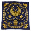 Hermes Silk Scarf Carre 90 "LES CAVALIERS D’OR" Blue Silk Scarf