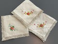 Antique Vintage Mid-Century Handkerchiefs - Three Floral Silk Hankies - Lace Hem - for Re-Cycling