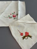 Antique Vintage Mid-Century Handkerchiefs - Two Floral Silk Hankies - from Japan