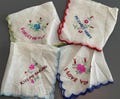 Antique Vintage Mid-Century Handkerchiefs - Four Floral Silk Hankies - from Japan - WWII Souvenir Handkerchief