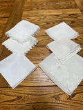 Lot of SIX Ivory White Vintage Handkerchiefs Hankies Hanky Gift Shower Favor Crafts