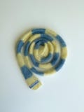 Small skinny fluffy mohair silk scarf - soft thin knitted scarf - light blue and butter yellow stripes - versatile decoration - small scarf