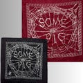 Some Pig Bandana | Hand Made Silk Screened Hanky | Silver Spiderweb Handkerchief | Book Lover Gothic Gay Gift