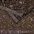 Indian Vintage Heavy Brown Dupatta Net Mesh Long Stole Hand Embroidered Scarves Veil Zardozi Dabka Zari Sequins