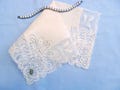 White Linen Handkerchief, Intricate Lace Edging and Corners, Beautiful for Bride Wedding, Original Austria Label, Unused Very Good Condition