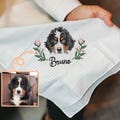 Pet Embroidered Handkerchief, Custom Wedding Dog Face Embroidery Hankie, Cat Portrait Wedding Gift for Bride Groom. Christmas Gift For Her