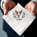 Embroidered Pet Portrait Handkerchief, Custom From Your Dog Wedding Handkerchief, Pet Photo Gift for Bride or Groom, Christmas Gift For Him
